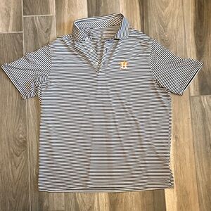 Men’s Astros Navy & White Striped Polo Shirt with Logo